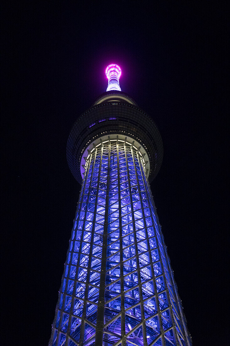  The 634m high Tokyo Skytree TV tower at night, Tokyo, Asia 