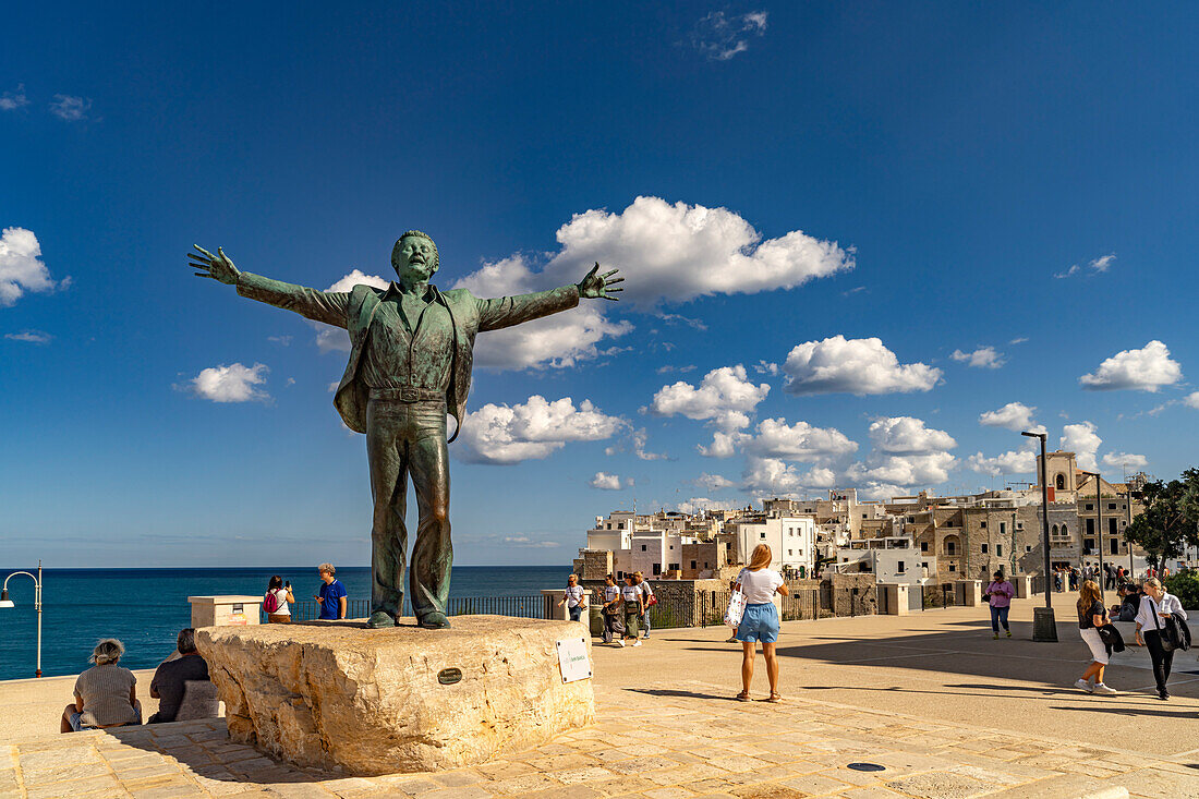  Statue of singer Domenico Modugno, Polignano a Mare, Apulia, Italy, Europe 