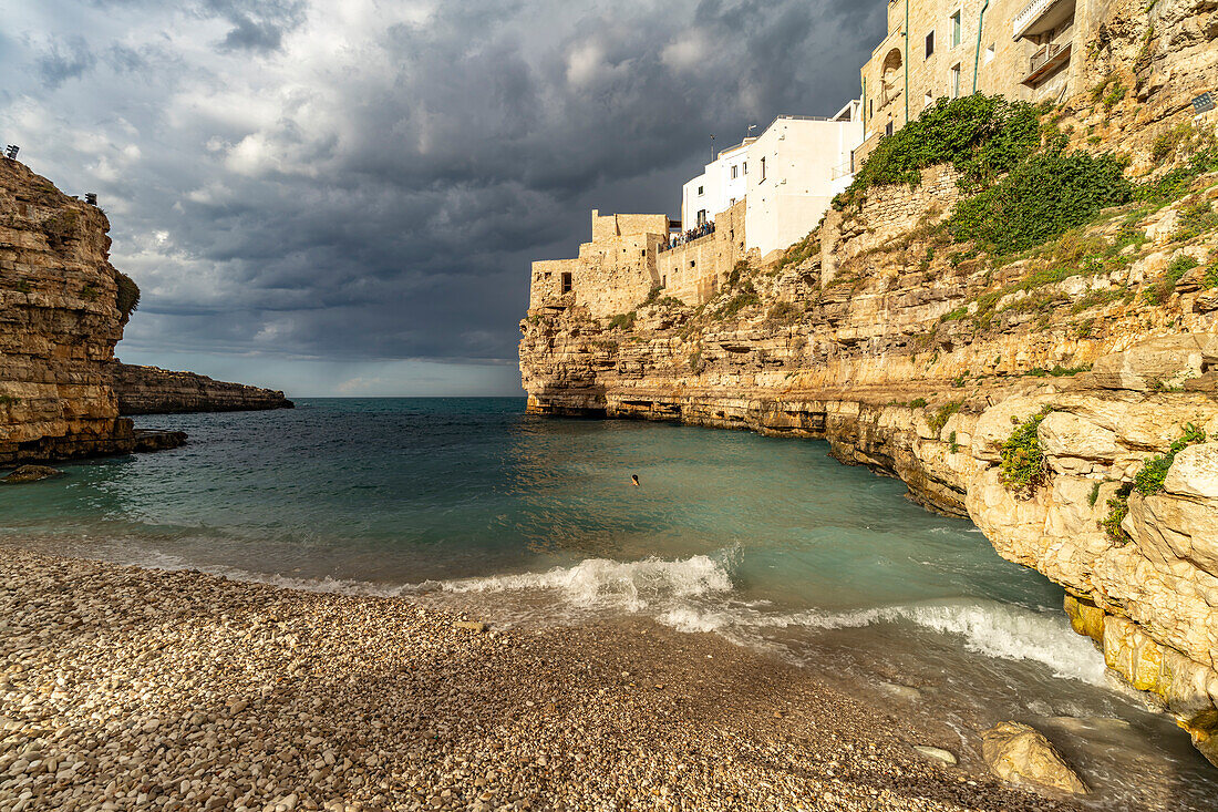  City beach Spiaggia Lama Monachile in Polignano a Mare, Apulia, Italy, Europe 