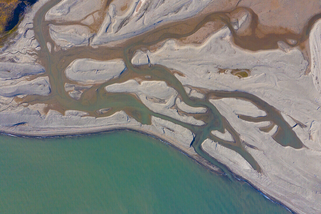  Aerial view of Ekmanfjord, Nordfjorden, Svalbard, Norway 