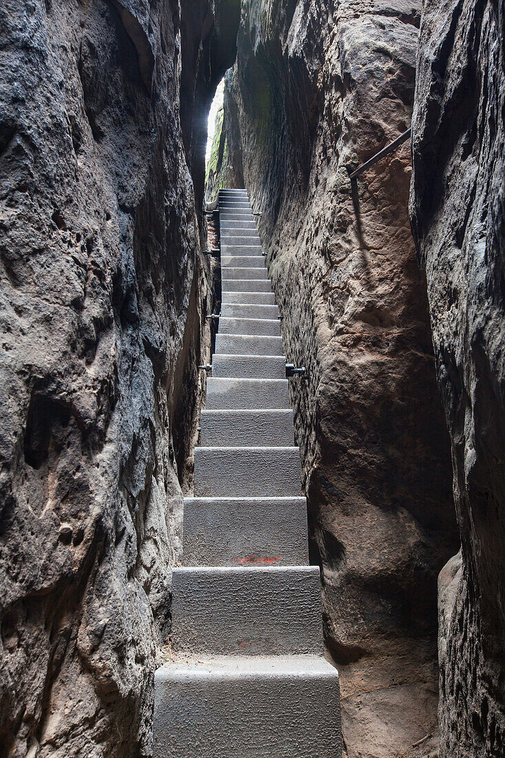  Ladder to Heaven at the Kuhstall, Saxon Switzerland National Park, Saxony, Germany 