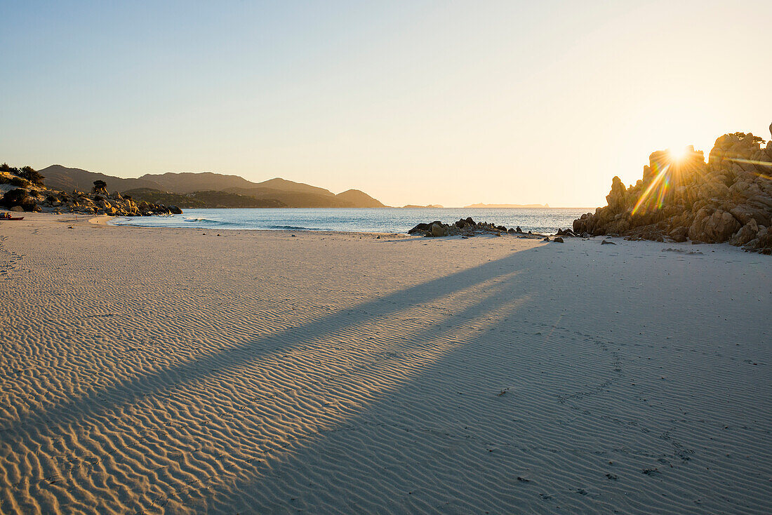  Sunrise, Spiaggia di Porto Giunco, Capo Carbonara, Villasimius, south coast, Sardinia, Italy 