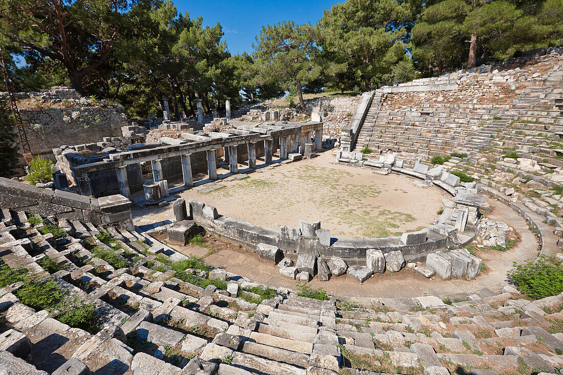 The Theatre in Priene, an ancient Greek city of Ionia. Aydin Province, Turkey.