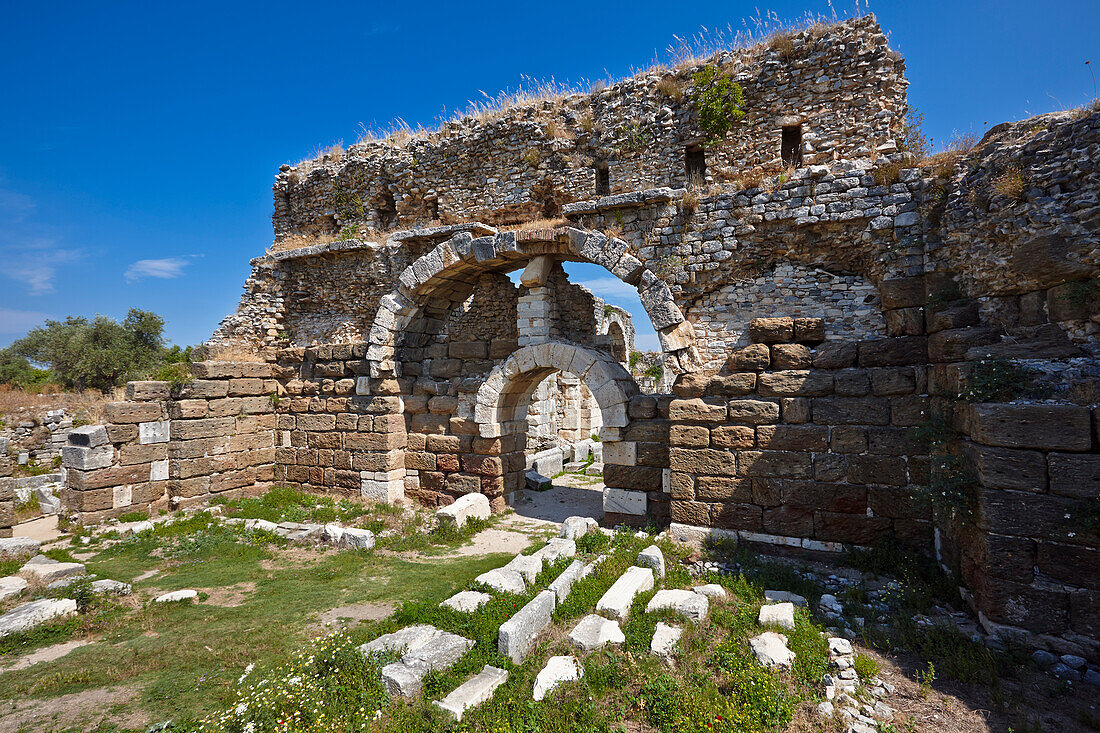 Ruins of the Warm Baths Area in Miletus, an ancient Greek then Roman city of western Anatolia. Aydin Province, Turkey.