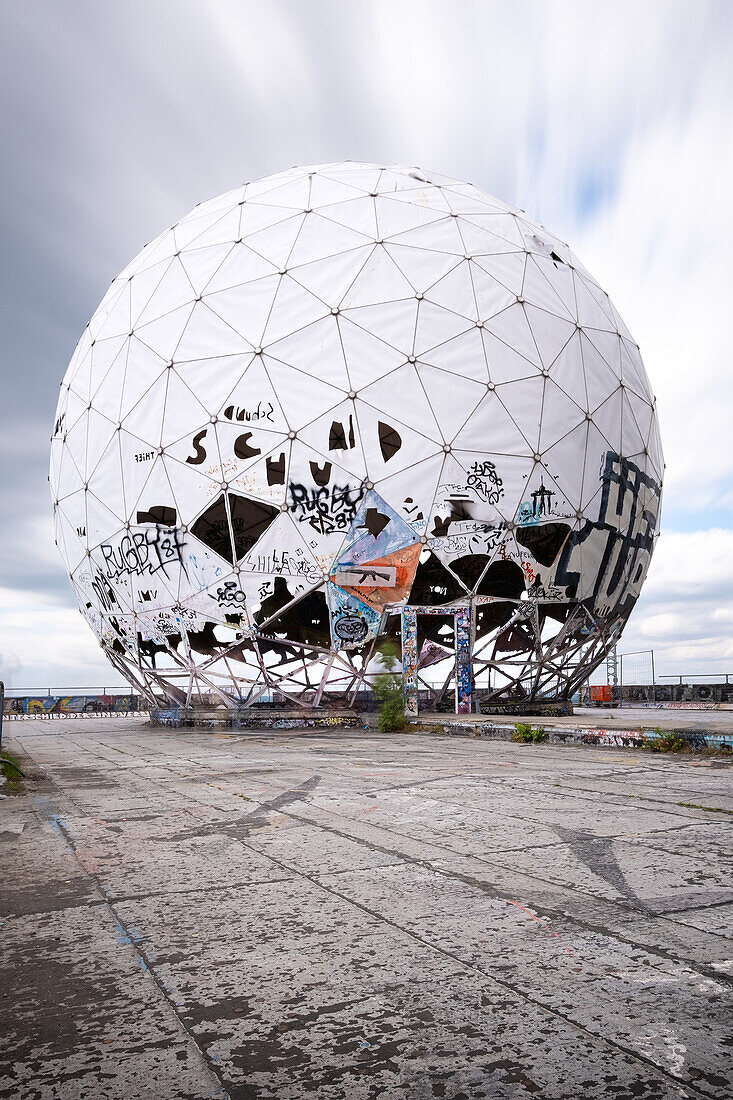  View of the radar dome of the former listening station on Teufelsberg, Grunewald; Berlin; Germany; Europe 