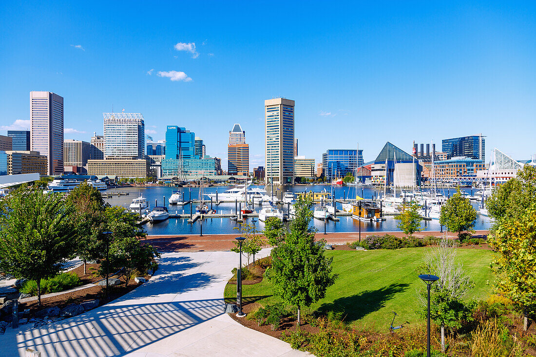  Inner Harbor and Rash Field Park in Baltimore, Maryland, USA 