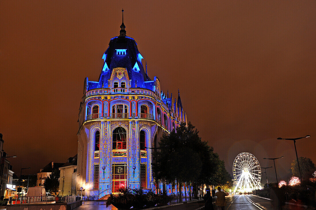 illuminations of the media library, Lights Festival,   Chartres, Eure-et-Loir department, Centre -Val de Loire region, France, Europe