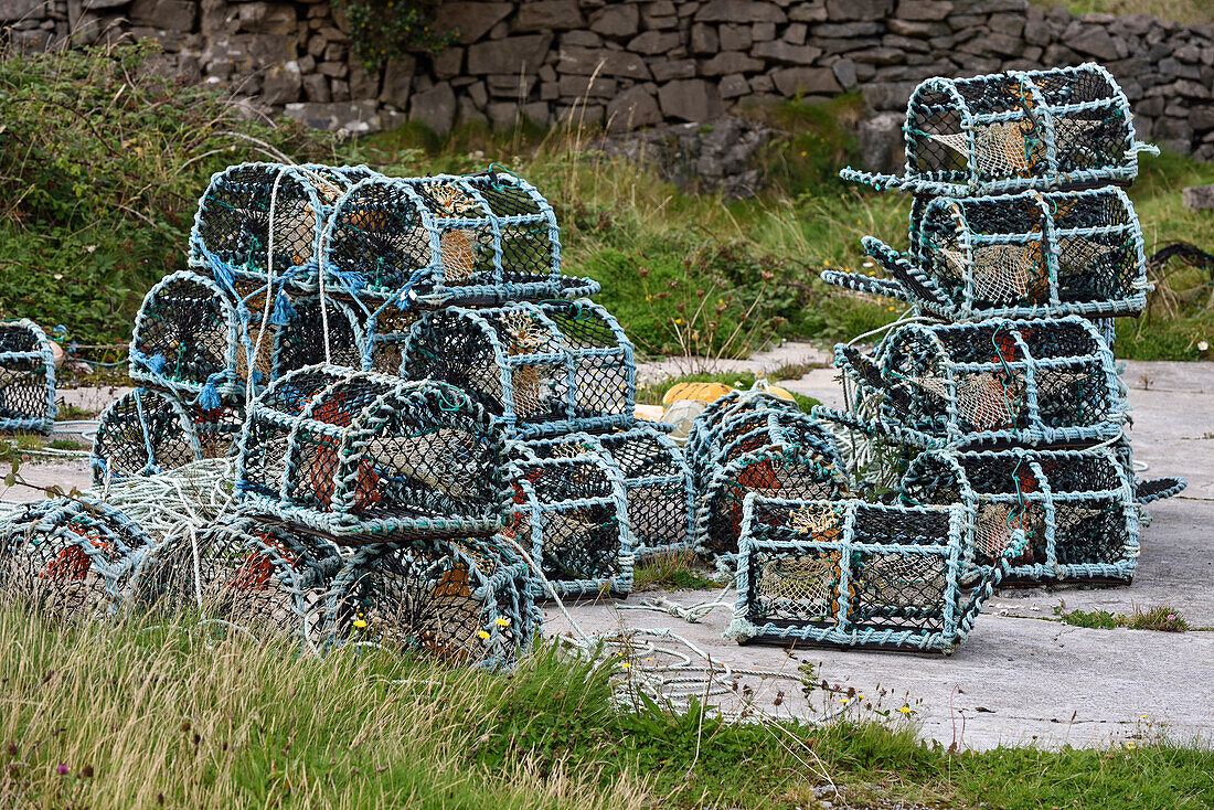 crab and lobster traps, Inishmore, the largest of the Aran Islands, Galway Bay, West Coast, Republic of Ireland, North-western Europe