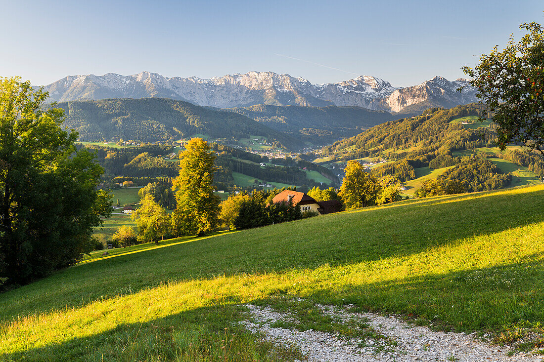  View from the Gmundnerberg to the Höllengebirge, Upper Austria, Austria 