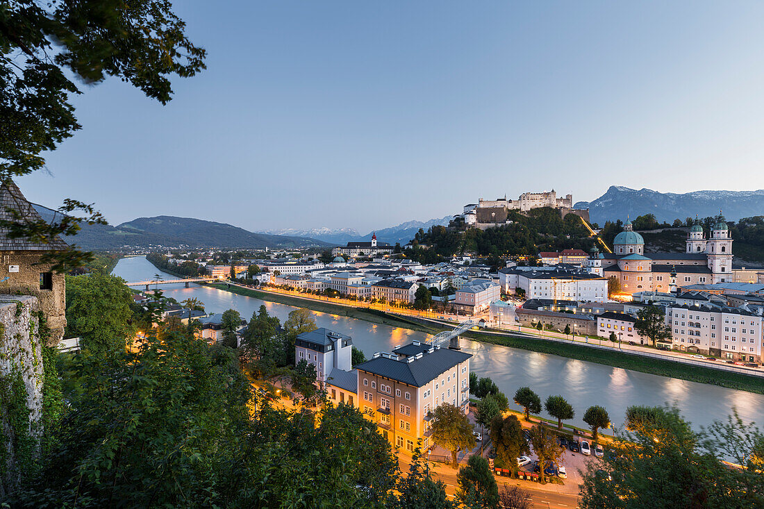  View from Kapuzinerberg, Hohensalzburg Fortress, Salzach, Salzburg, Austria 