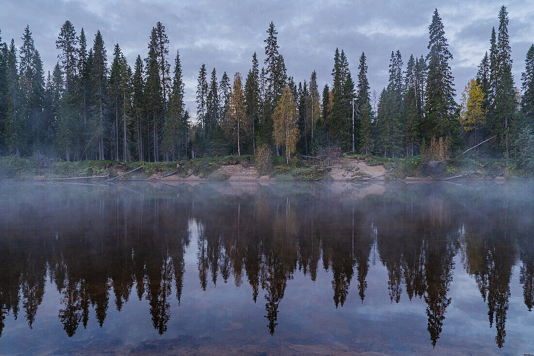 Finnland, Oulanka-Nationalpark, Blick auf See und Wald