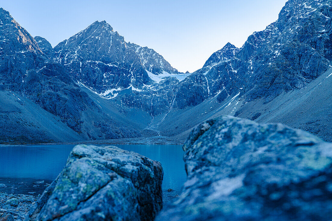 Norwegen, Lyngenalpen, Blåvatnet-See