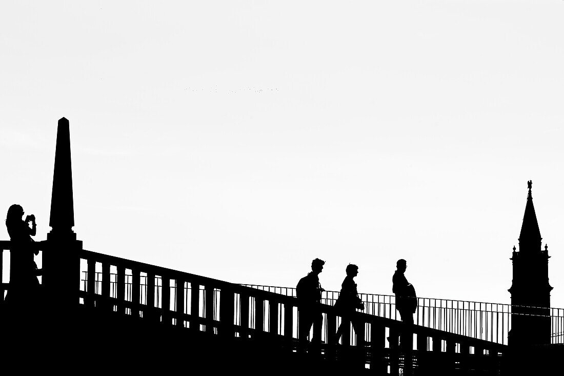  Bridge on the Grand Canal with silhouette of the Campanile of San Giorgio Maggiore, Venice, Veneto, Italy 