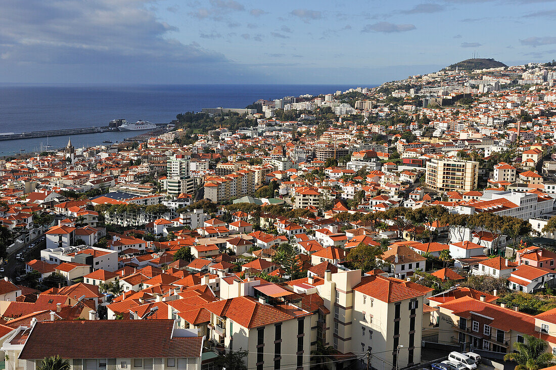  Luftaufnahme von der Pendelbahn, Funchal, Insel Madeira, Atlantischer Ozean, Portugal 