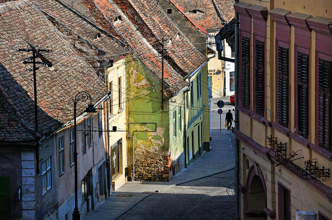 Ocnei Street connecting the Lower Town to the Upper Town on the Small Square,Sibiu,Transylvania,Romania,Southeastern and Central Europe