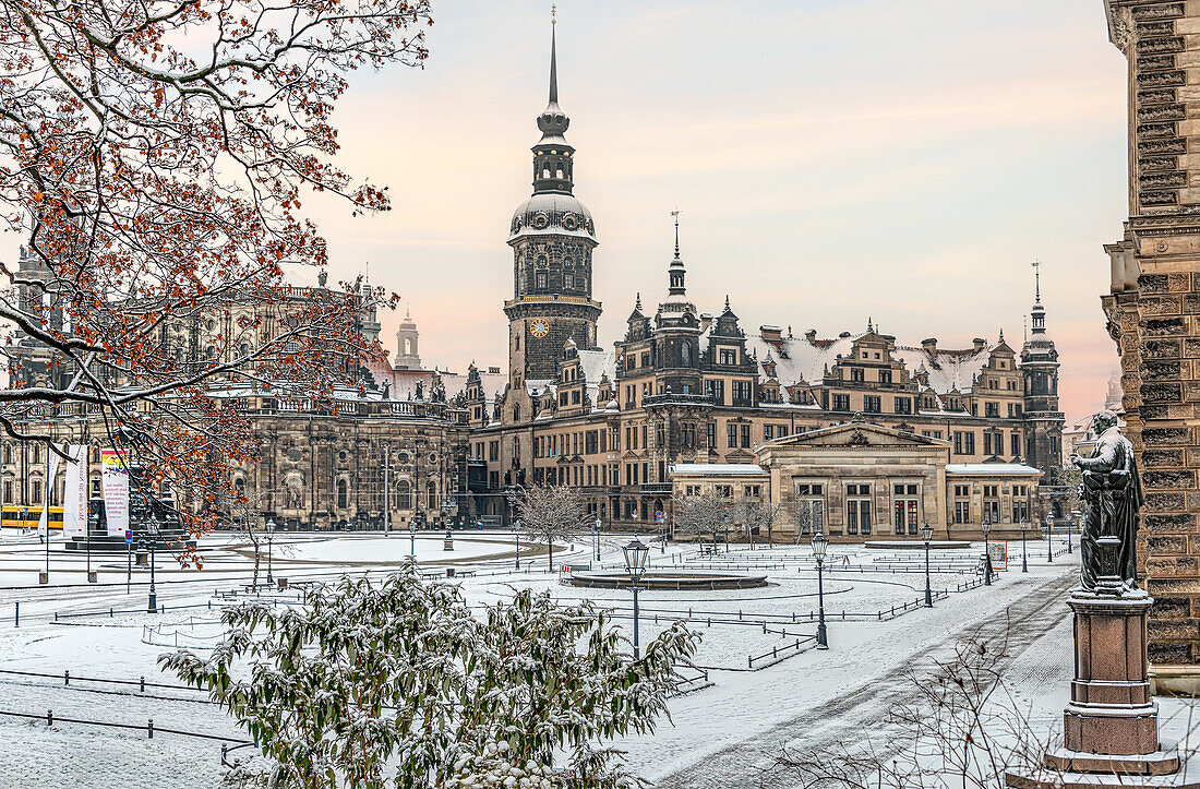  Historic Residence Palace Dresden in winter, Saxony, Germany 