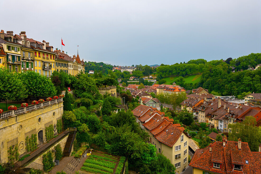 Beautiful Cityscape with Forest in City of Bern, Canton Bern, Switzerland.