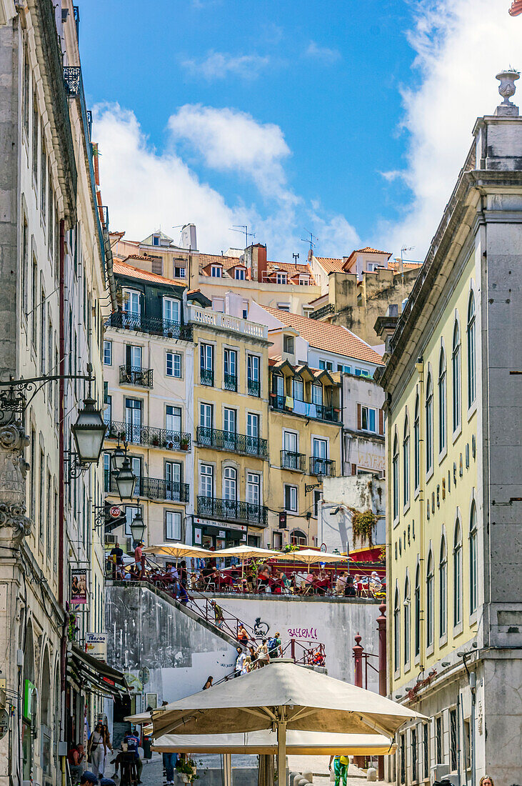 Stadtansicht bei dem Platz Praca dos Restauradores, Altstadt Baixa, Lissabon, Region Lisboa, Portugal