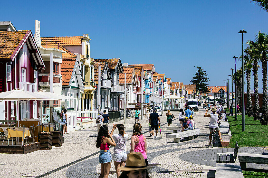  Colorful houses on Avereio Beach on the Costa Nova, Portugal 