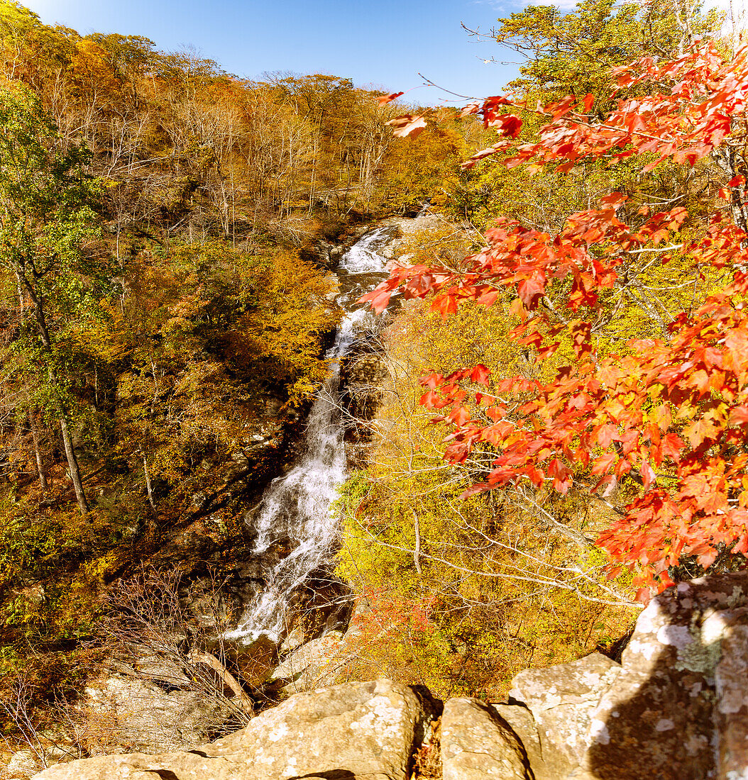  Upper Whiteoak Falls on the Whiteoak Canyon Trail in Shenandoah National Park, Virginia, USA 