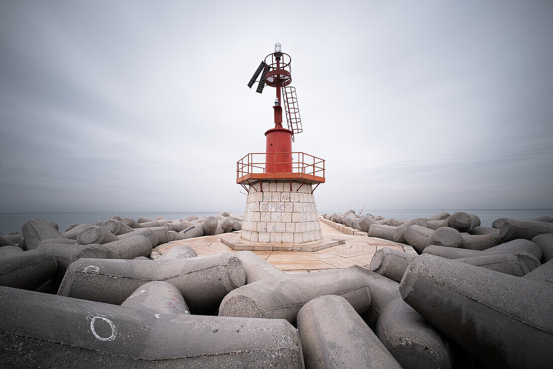  View of the lighthouse of Sottomarina, Chioggia, Veneto, Italy, Europe 