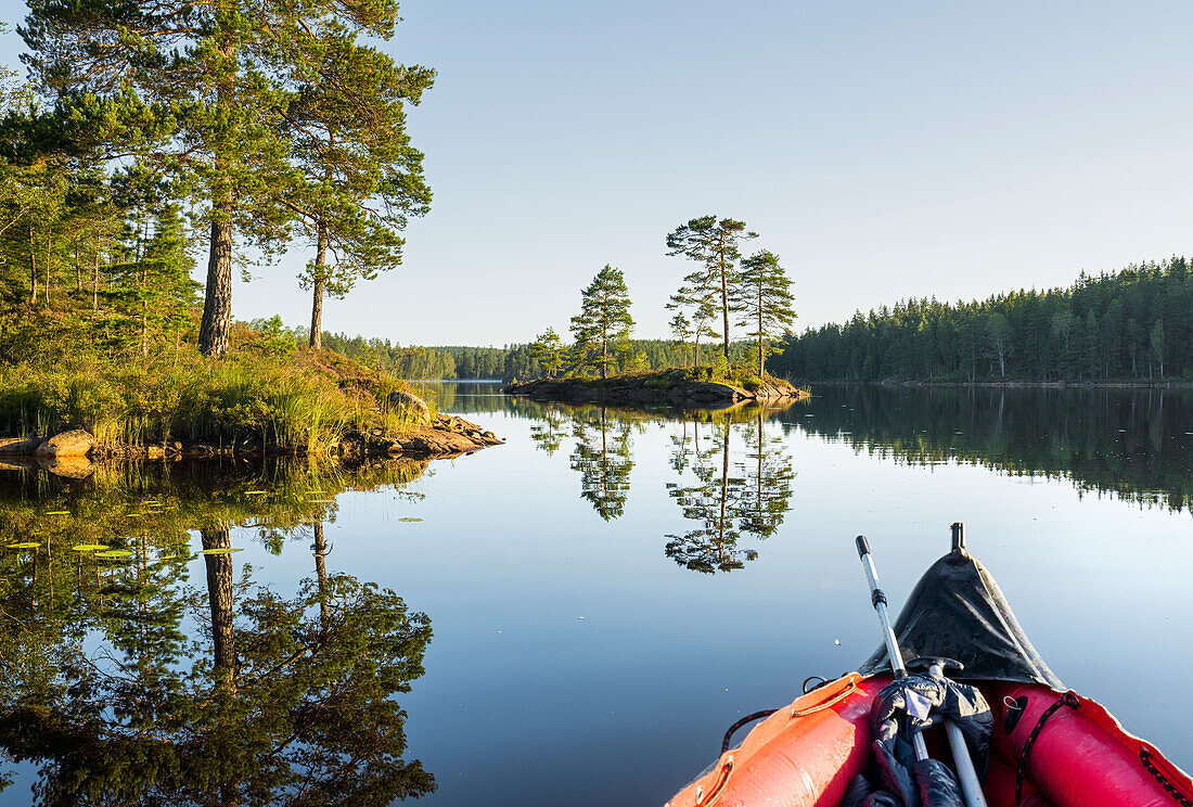  Lake in Glaskogen Nature Reserve, Canoe, Värmland County, Sweden 