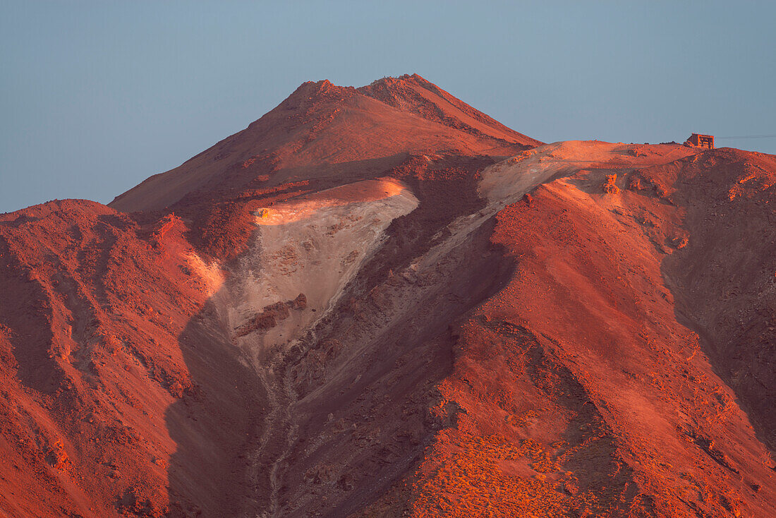  Panorama during the ascent to Alto de Guajara, 2715m, over the Teide National Park, Parque Nacional del Teide, to the summit of the Pico del Teide, 3715m, at sunrise, Tenerife, Canary Islands, Spain, Europe 