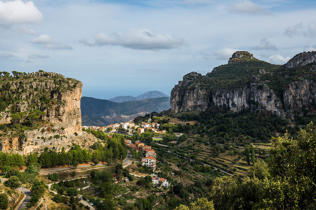  Picturesque village and mountains, Ulassai, Ogliastra province, Sardinia, Italy 