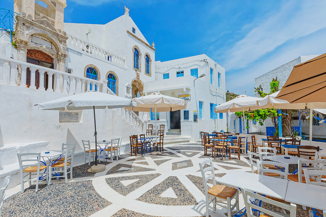 The picturesque main square of Nikia village, Nikia, Nisyros Island, Dodecanese Islands, Greece