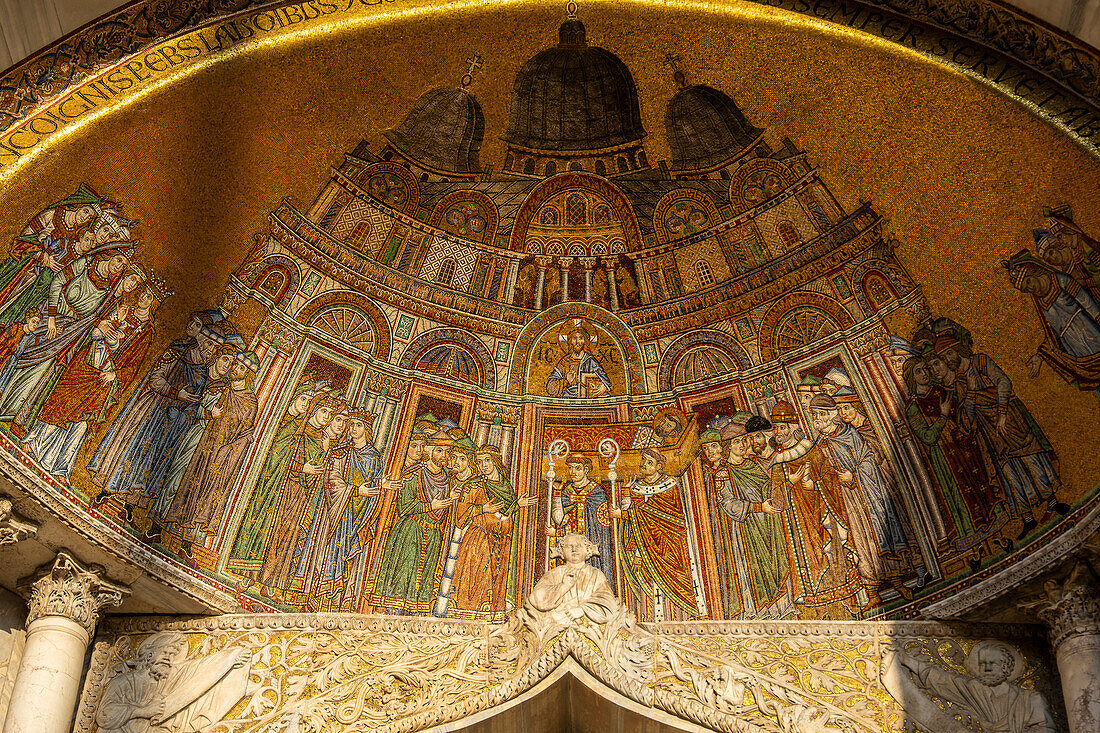 Mosaic detail of the Saint Mark's Basilica, San Marco, Saint Mark's Square, Venice, Italy.