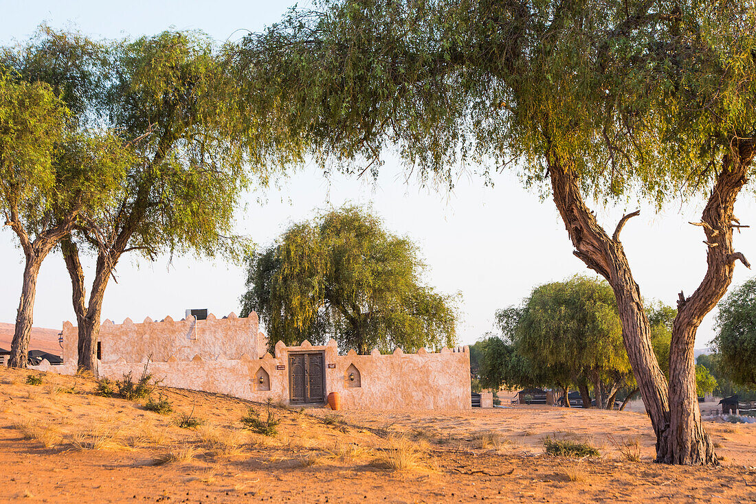 Villa at The Thousand Nights Camp in the Sharqiya Sands, formerly known as Wahiba Sands, region of desert in Sultanate of Oman, Arabian Peninsula, Middle East