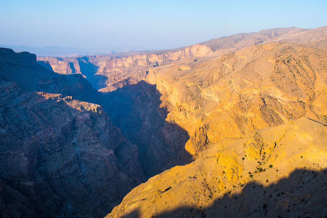 Canyon viwed from the Alila Jabal Akhdar hotel, nestled 2000 metres above sea level,  surrounded by Al Hajar Mountains, Sultanate of Oman, Arabian Peninsula, Middle East