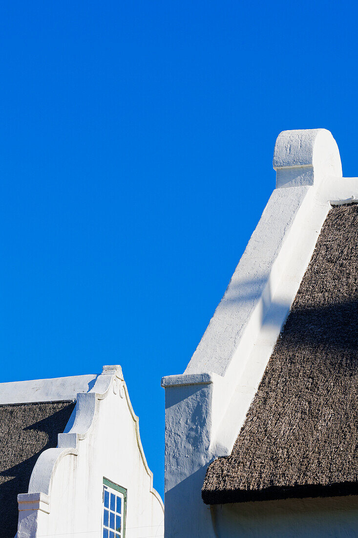 Reetdach und Giebel, Kapholländische Architektur, Stellenbosch, Südafrika, Afrika