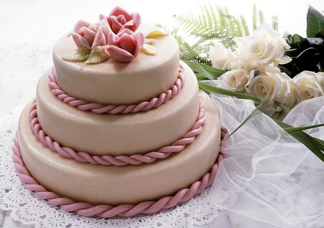 Three-tier wedding cake