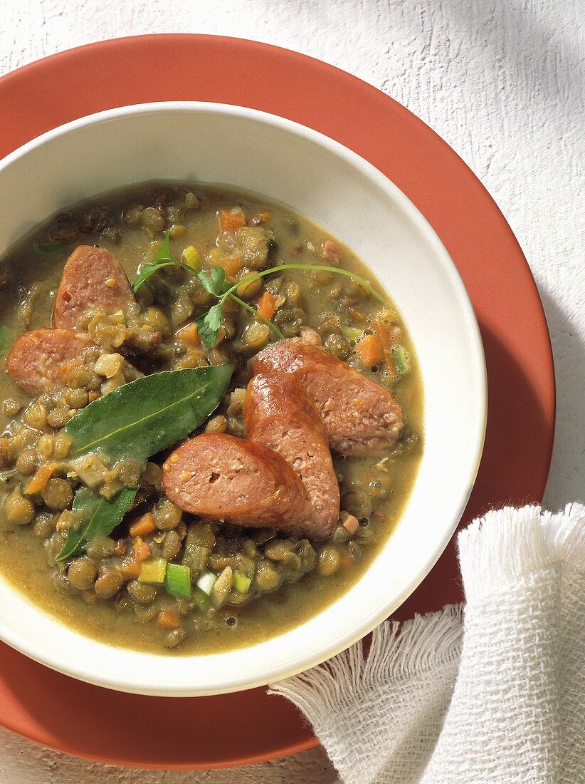 Lentil Stew with Sausages