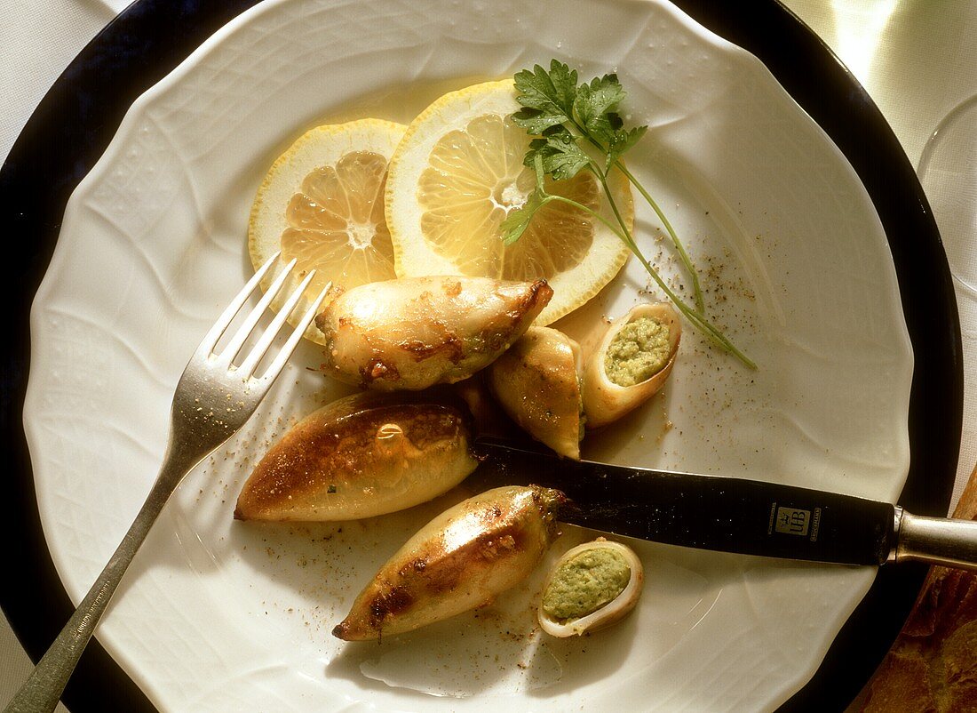 Calamari ripieni (Gefüllte Tintenfische), Sardinien, Italien