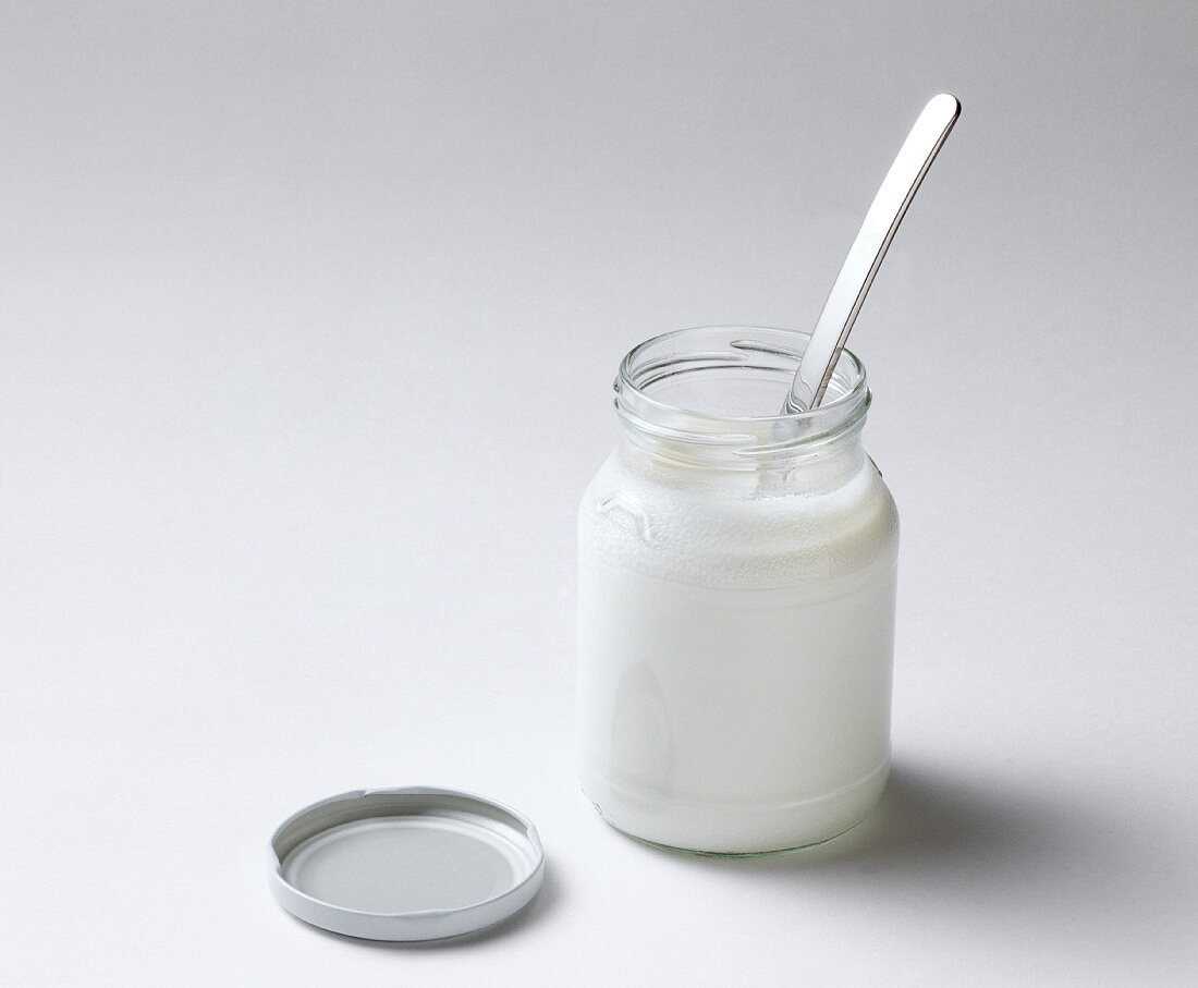 Natural yoghurt in a glass