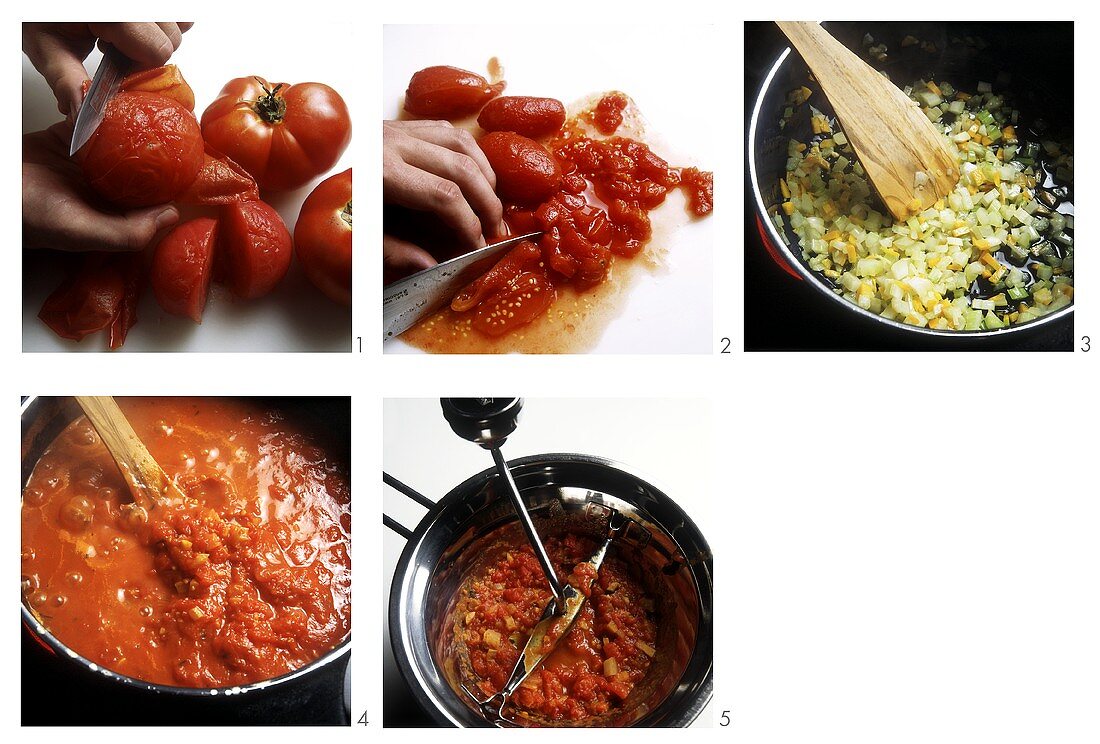 Preparing salsa di pomodoro