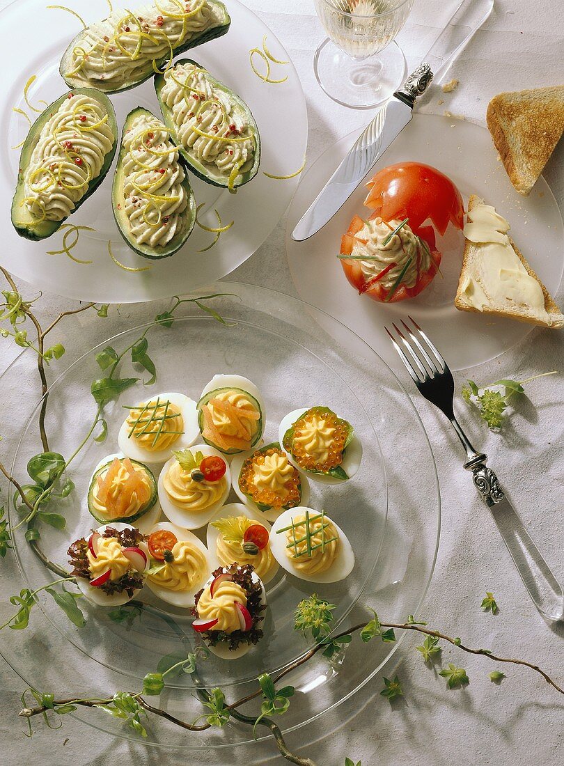 Stuffed Eggs, Avocados and Tomatoes