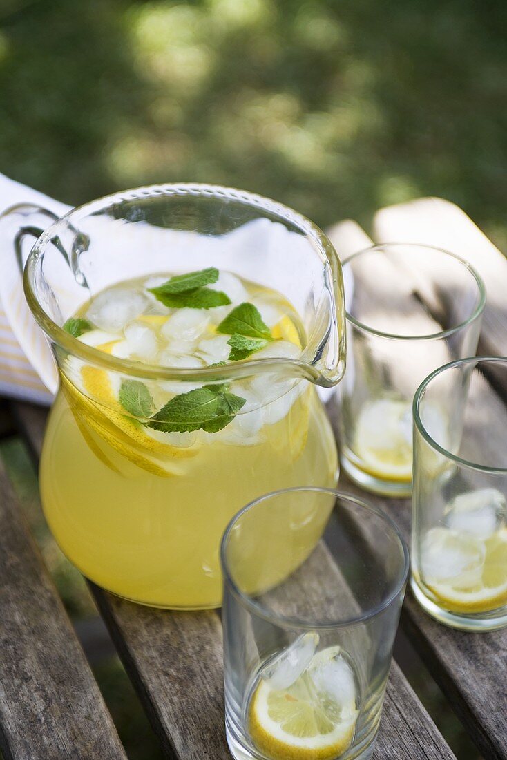 Lemonade with mint in a jug