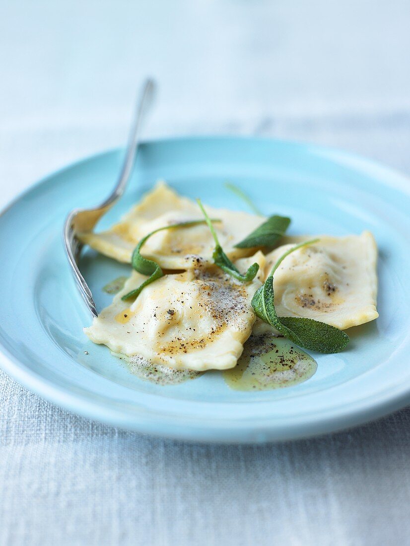 Ravioli with sage butter