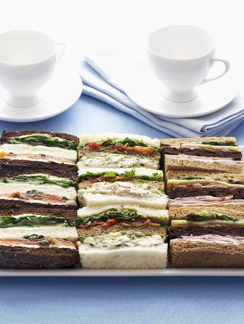 Assorted sandwiches on a platter