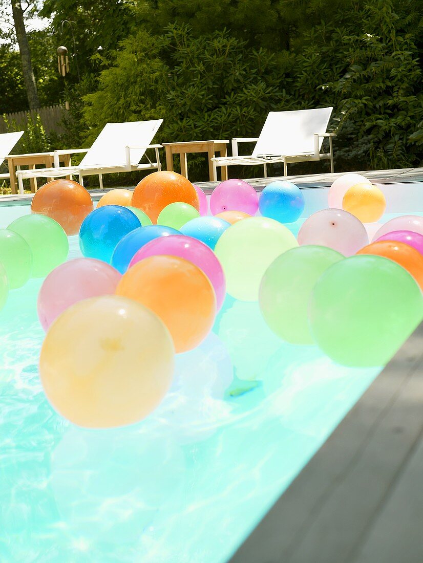 Balloons in swimming pool