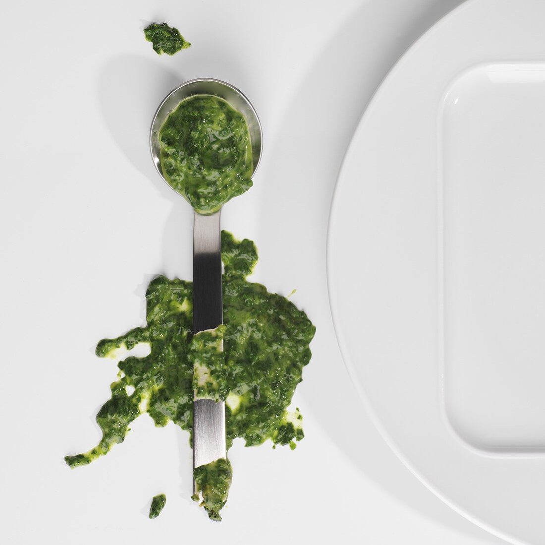 Blob of spinach on spoon