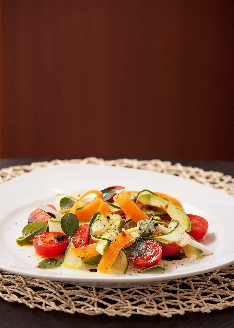 Avocado, carrot and cherry tomato salad