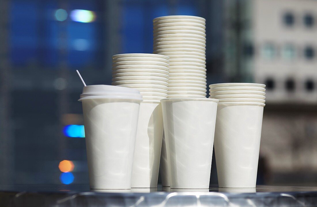 Paper cups for take-away coffee