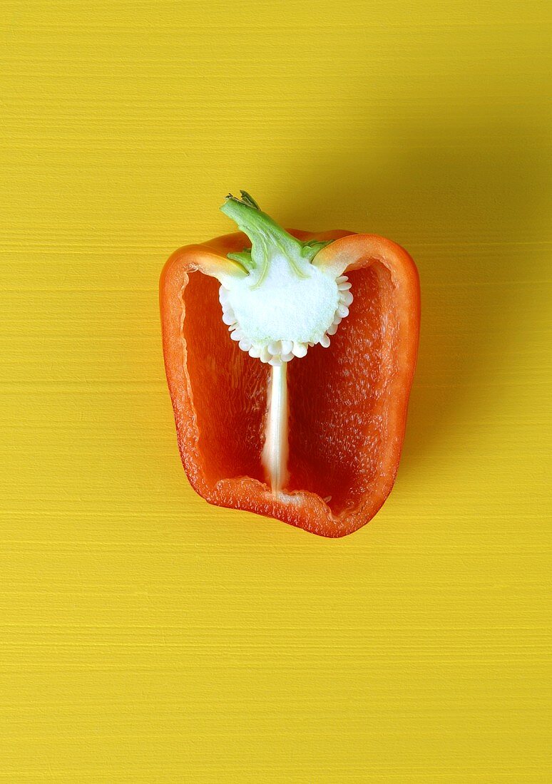 Half a red pepper seen from above