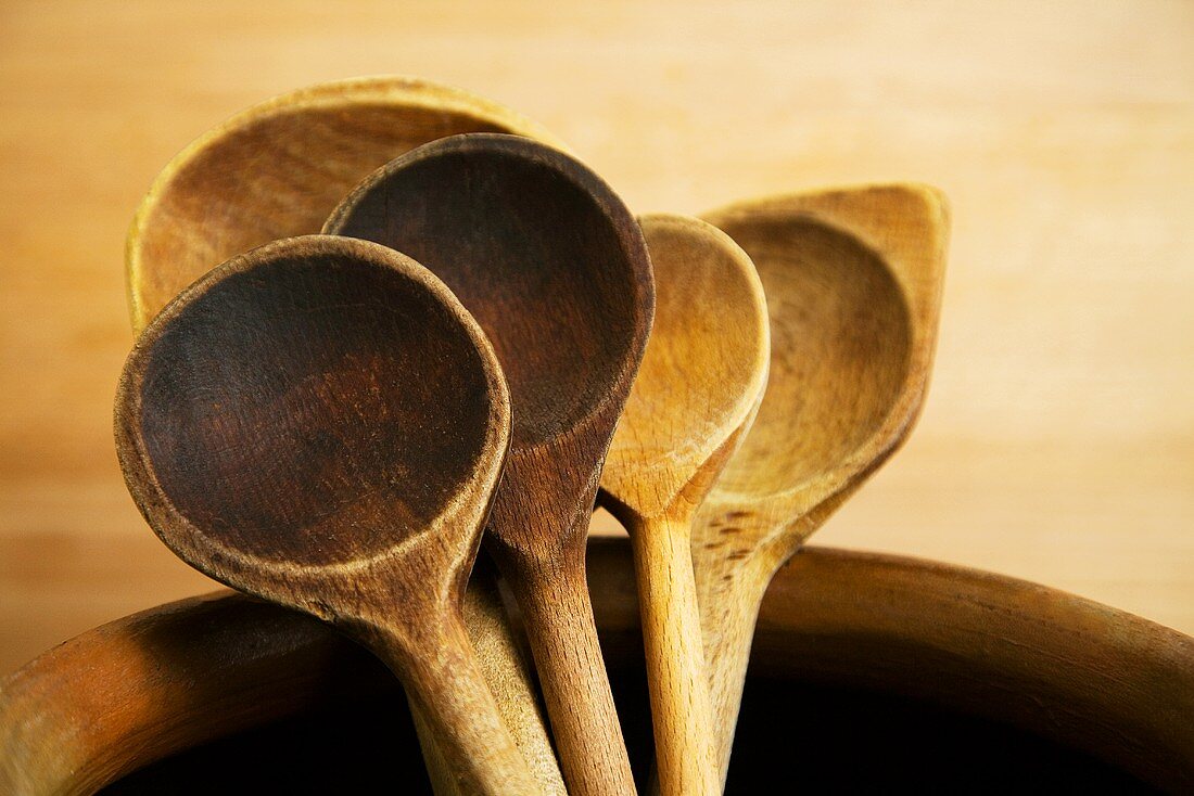 Lots of wooden spoons