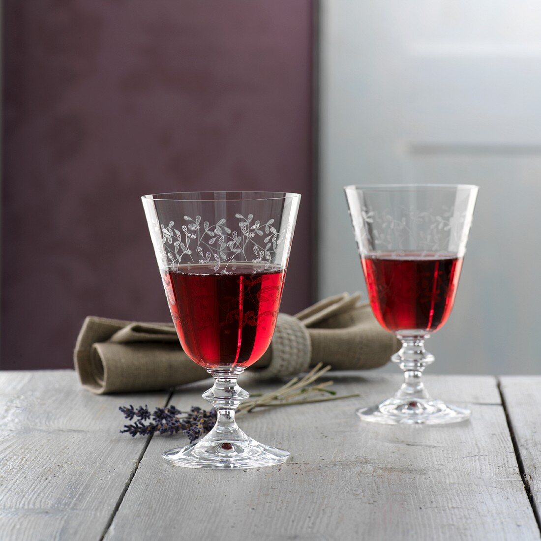 Two French red wine glasses