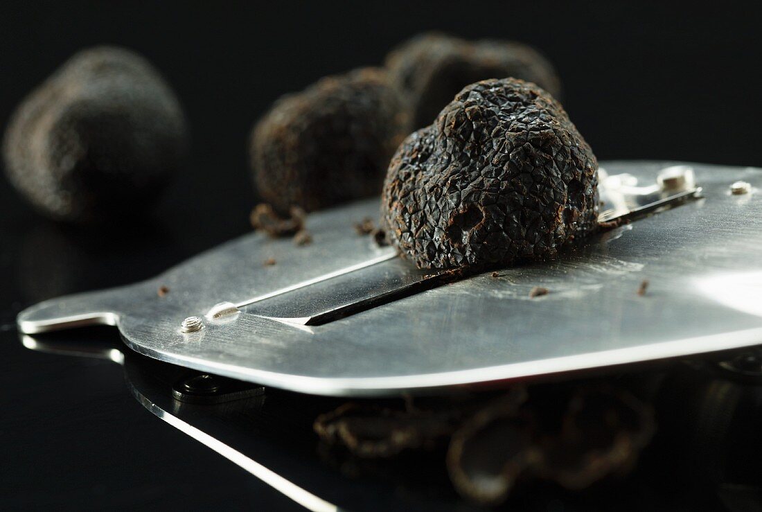 Black Truffle Mushrooms with a Slicer